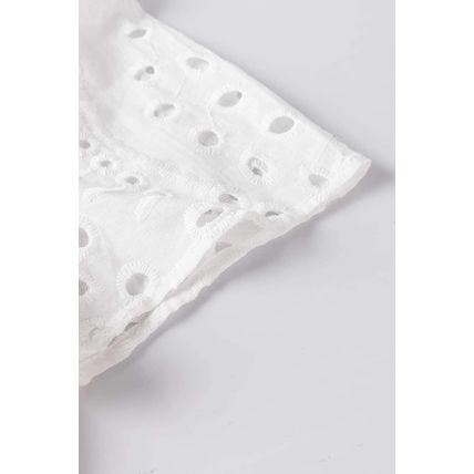 White Geometric Embroidery Hollow Out Blouse