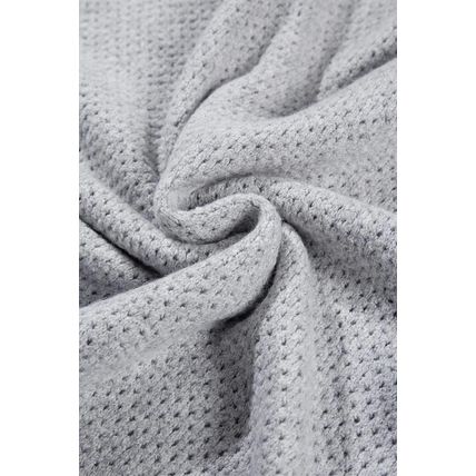 Light Grey Loose Eyelet V Neck Drop Shoulder Sweater