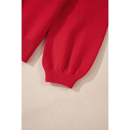 Fiery Red Pearl Beaded Merry Casual Sweater