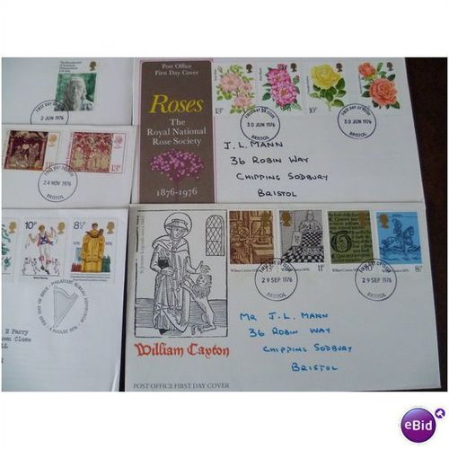 1976 GB Collection year set of 7 PO First Day Covers FDI stamps