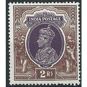 India 1937 SG260 2 Rupees Purple & Brown Mounted Mint ....