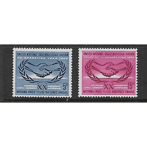 UNITED NATIONS 1965 I.C. Y SG 143 / 144 SET 2 VALS M / MINT