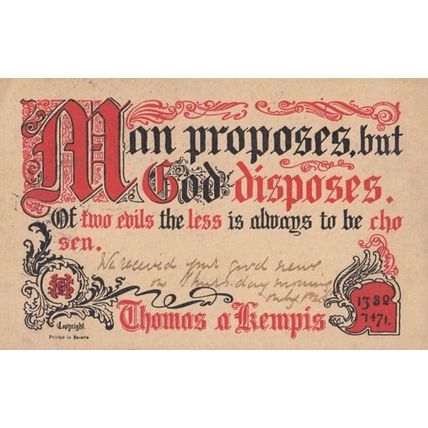 The Less Of Two Evils Man Proposes But God Disposes Proverb Antique Postcard