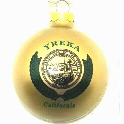 Yreka Ca. Gold-Tone Christmas Ornament Siskiyou County Classic Collectors (G22)