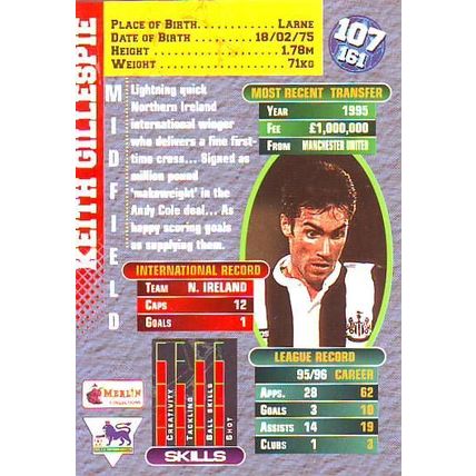 Merlin Premier Gold English Premier League 1996/97 Keith Gillespie
