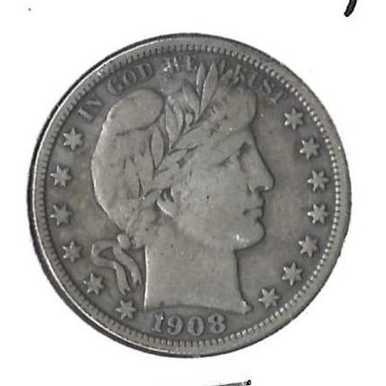 1908-D US Silver Barber Half Dollar Fine