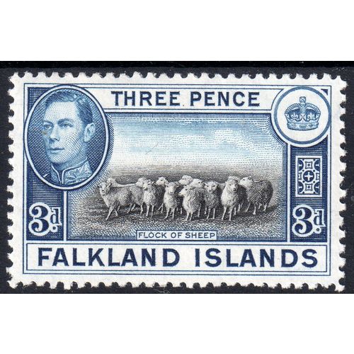 Falkland Islands Sg153 3d Black & Blue Fine Lightly Mounted Mint(G136)