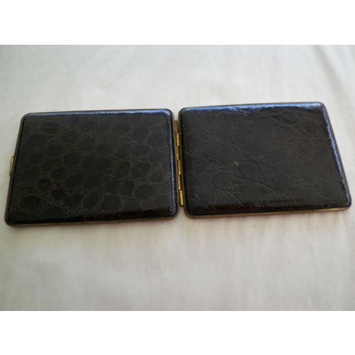 VINTAGE GERMAN BROWN LEATHER BOUND CIGARRETTE CASE