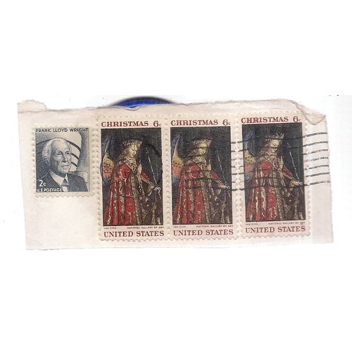 4 USA used stamps on paper as seen... Christmas =