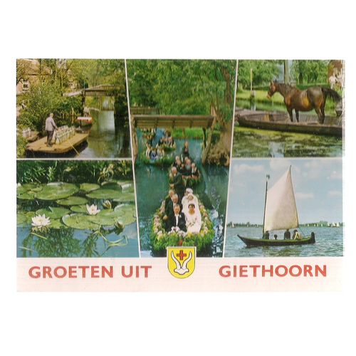 GROETEN UIT GIETHOORN, NETHERLANDS unused vintage postcard =