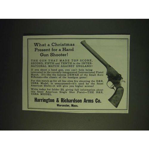 1937 harrington & Richardson USRA Model Pistol Ad - What a Christmas Present