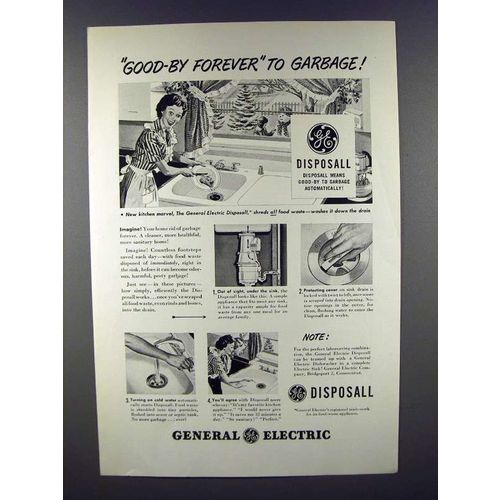 1948 General Electric Garbage Disposall Ad - Good-by!