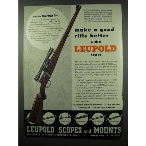 1953 Leupold Scope Ad - Mannlicher-Schoenauer Carbine