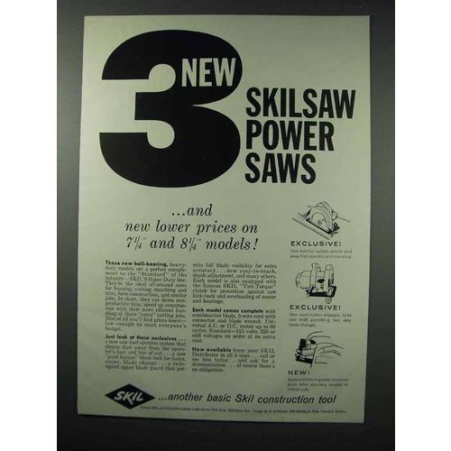 1959 Skil Skilsaw Ad - 3 New Power Saws