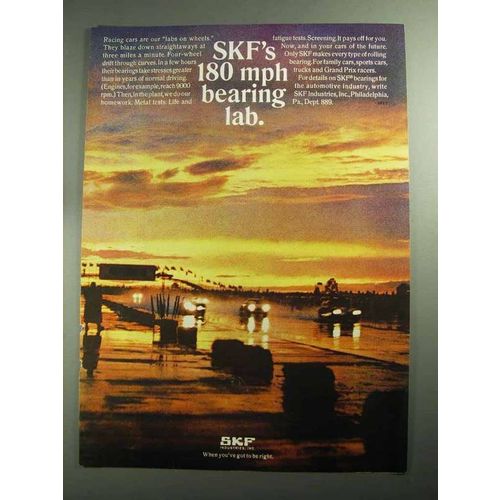 1968 SKF Bearings Ad - 180 mph Bearing Lab