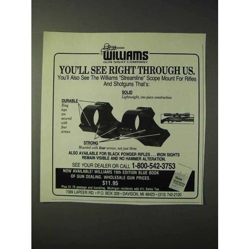 1990 Williams Gun Sight Mounts Ad - See Through Us