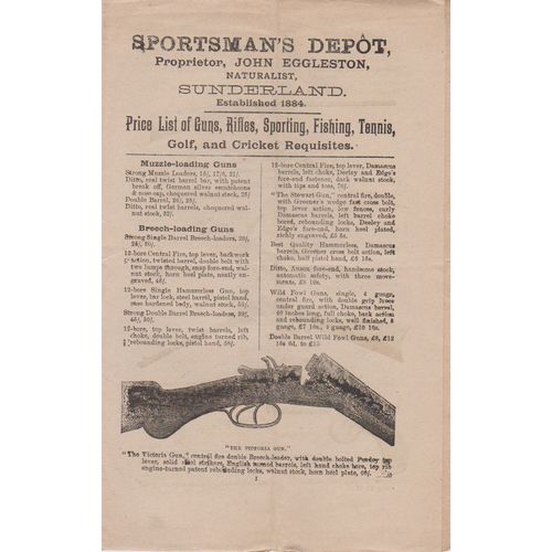 Sportsman's Depot Sunderland circa 1890 guns, weapons & sporting goods catalogue