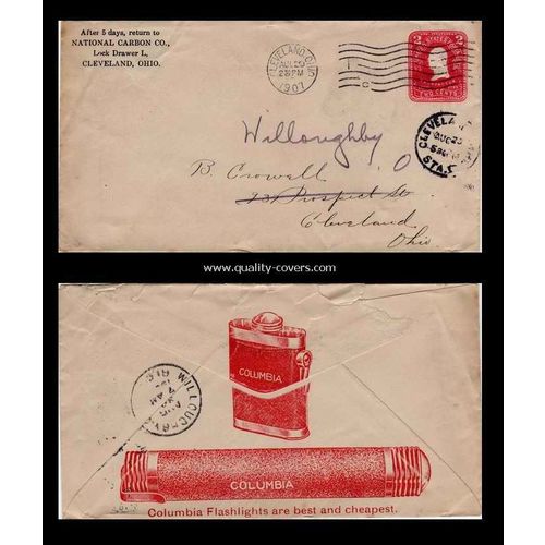 USA 1907 Illustrated Cleveland Ohio Flashlight Merchant