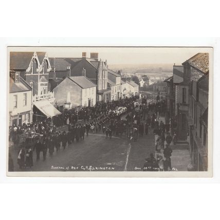 1907 Funeral of Reverend C R Elrington Fore Street Chard Postcard RP Somerset