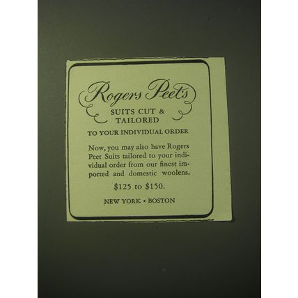 1948 Rogers Peet Suits Ad - Cut & tailored to your individual order