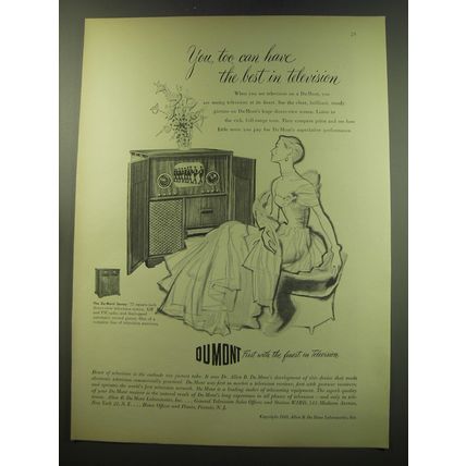 1949 Du Mont Savoy Television Ad - You, too, can have the best in television