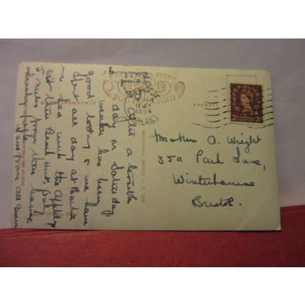 multiview, SWANAGE, DORSET used vintage postcard, RP 1954 pm =