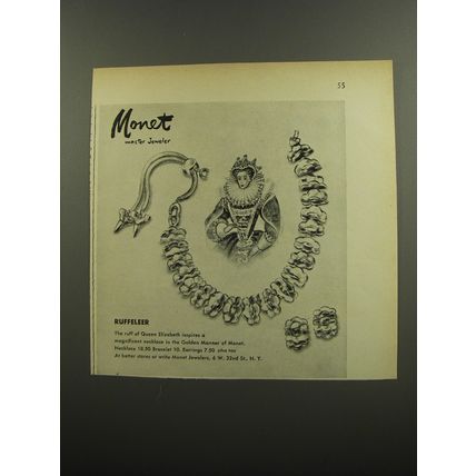 1953 Monet Jewelry Advertisement - Ruffeleer