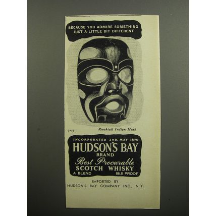 1955 Hudson's Bay Scotch Advertisement - Kwakiutl Indian Mask