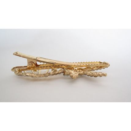 Gold starfish shell metal crystal alligator hair pin clip barrette