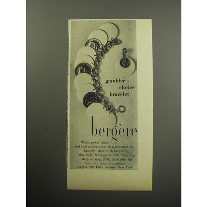 1957 Bergere Jewelry Advertisement - gambler's choice bracelet