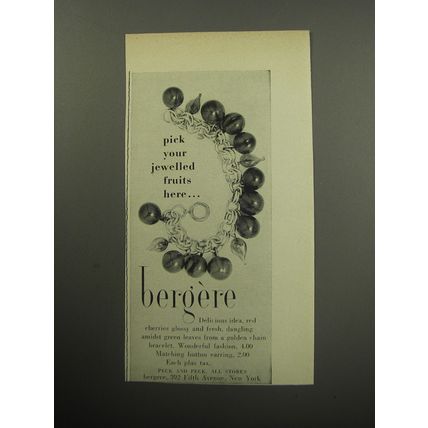1957 Bergere Jewelry Advertisement - Pick your jewelled fruits here