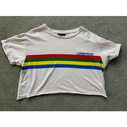 TOP SHOP LOVESTRUCK CROP TOP T-SHIRT (SIZE 10)
