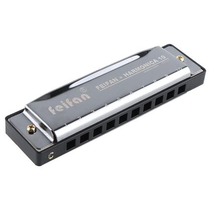 10 Holes 20 Tone Matte Gold/Black Portable Harmonica Blues Harp Mouth Organ
