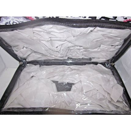 Waverly Black White Pink Cosmetic Travel Fabric Make-up Bag Purse