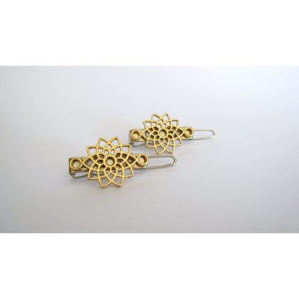 Extra tiny small gold metal flower shape hair pin clip barrette (set of two)