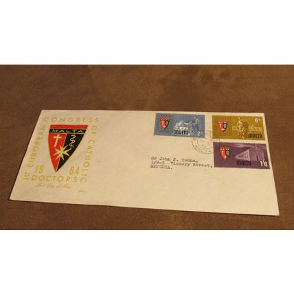 1964 Malta FDC Cover -European Congress of Catholic Doctors F24
