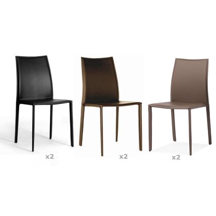 2 Black Brown Or Taupe Leather Dining Accent Office Chairs Modern Designer