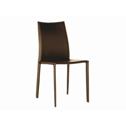 2 Black Brown Or Taupe Leather Dining Accent Office Chairs Modern Designer