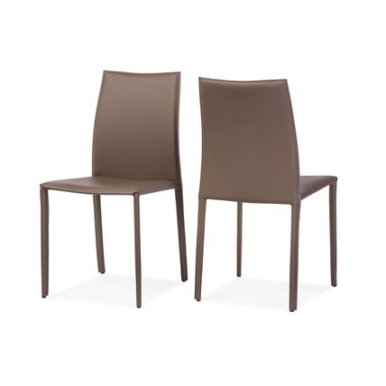 2 Black Brown Or Taupe Leather Dining Accent Office Chairs Modern Designer
