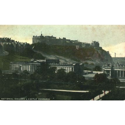 National Gallery & Castle, Edinburgh, Scotland, Art Publishing Postcard