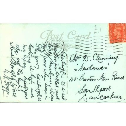 Princes Street fm Scott Monument, Edinburgh, Scotland, RP Salmon Postcard, 1943