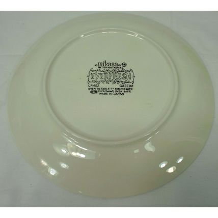 4 Rare 1970s Mikasa Everfresh C8402 Dinner Plate Set Green Bamboo Yellow Flower