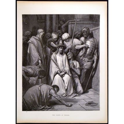 CROWN OF THORNS 1885 Gustave Doré - Pannemaker ANTIQUE ENGRAVING