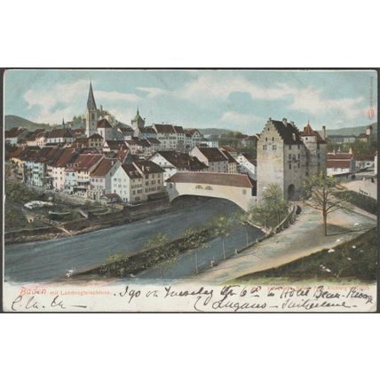 Baden mit Landvogteischloss, 1903 - Wehrli AK