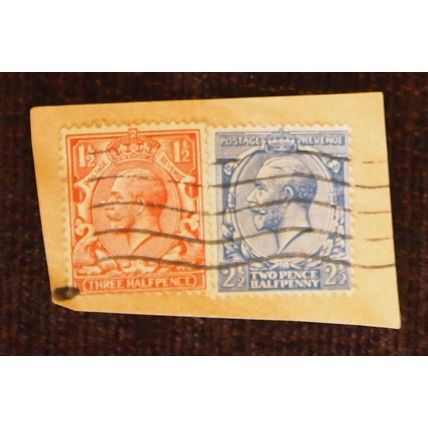 GB 1913 George V 1.5d brown & 2.5d blue on paper SG361 & 372