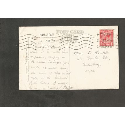 Genealogy Postcard Miss Diane Baker 23 Fowlers Road Salisbury Wiltshire 1929