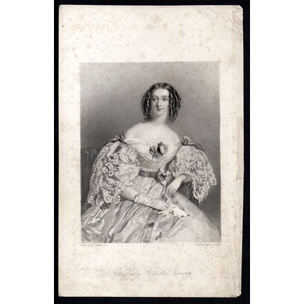 LADY AUGUSTA BARING 1836 Alfred Edward Chalon Henry Thomas Ryall ANTIQUE ETCHING