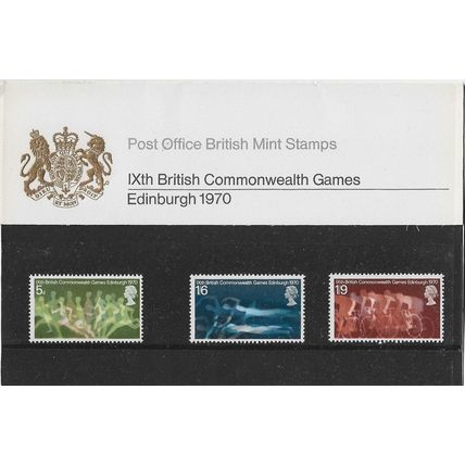 GB 1970 Commonwealth Games GPO Mint stamp presentation set pack 19