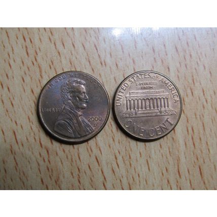 2000d USA 1 Cent Lincoln Memorial Coin