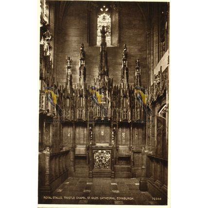 Royal Stalls Thistle Chapel, St Giles Cathedral, Edinburgh, Photo Brown Postcard